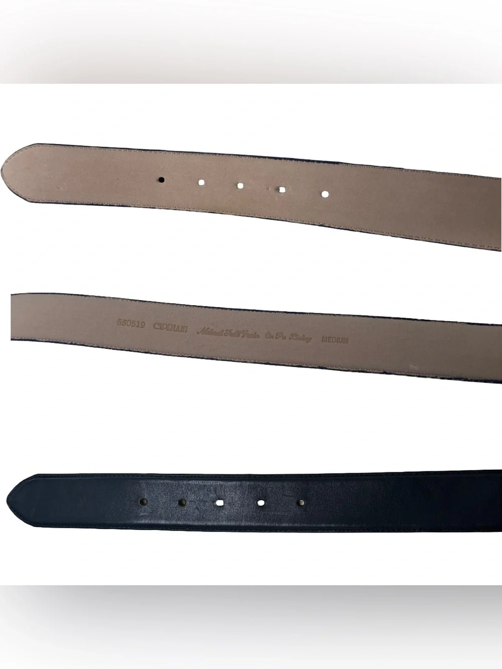 Vintage Navy Blue Faux Leather Gold Buckle Belt